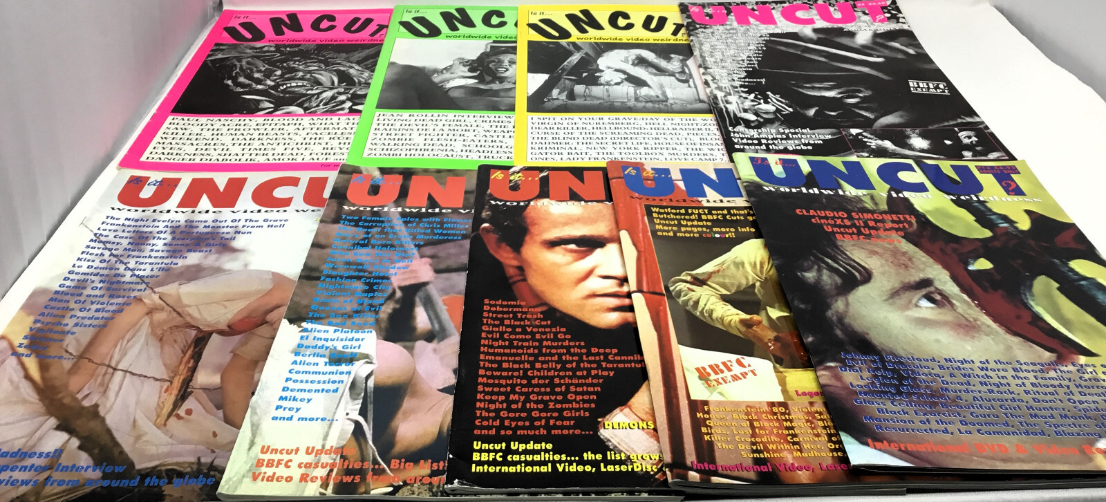 Is It…Uncut? Issues 1-8, 13 LOT (1996-99, 2002) UK Horror Cult Magazines Rare