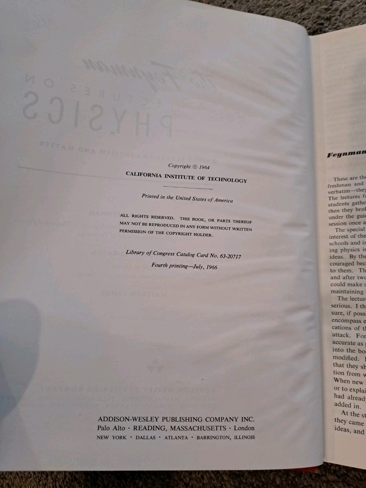 The Feynman Lectures on Physics Richard P. Feynman 1966 Three Volumes
