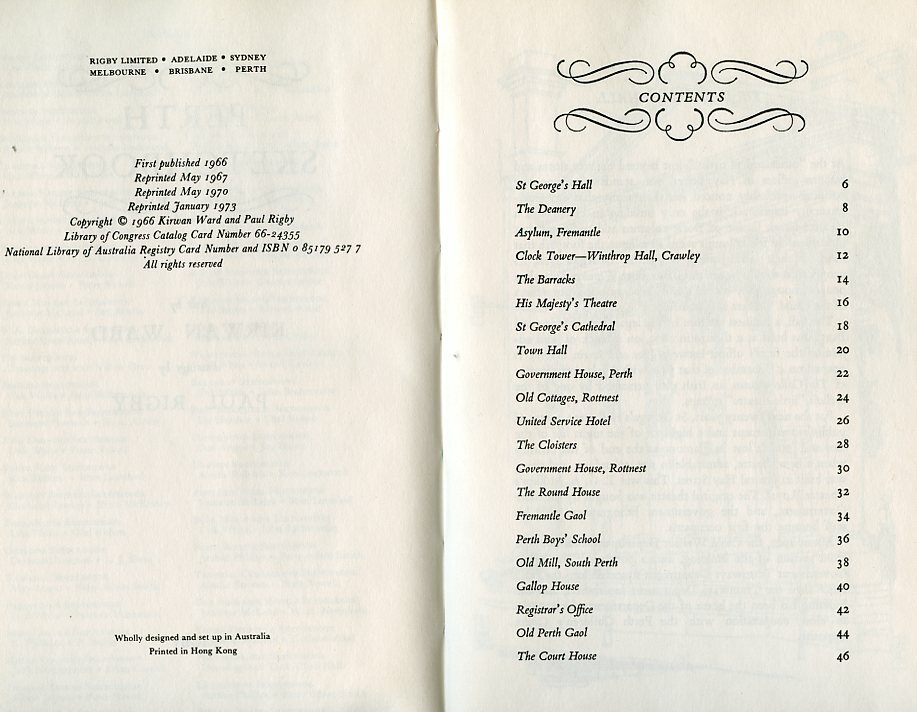Australia History – Perth Sketchbook-Text & Drawings, by Ward, HC – 1973