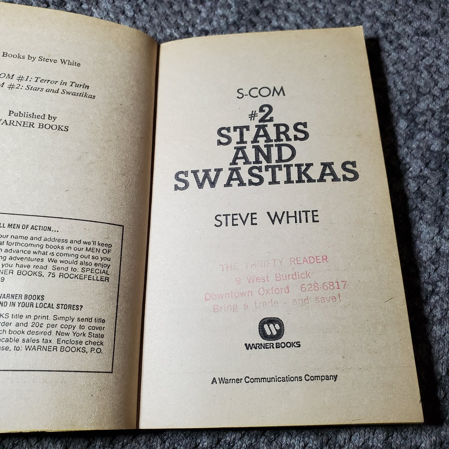 Stars and Swastikas Steve White 1981 First Printing S-COM #2 Warner Books