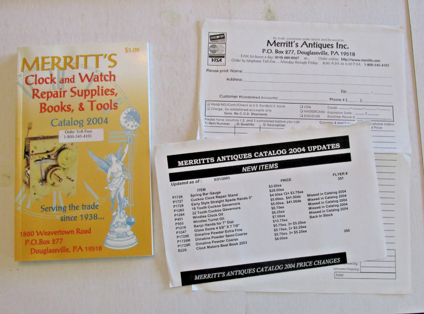 VTG 2004 Merritt’s Clock Watch Repair Supply Book Tool Catalog Order Form 192p