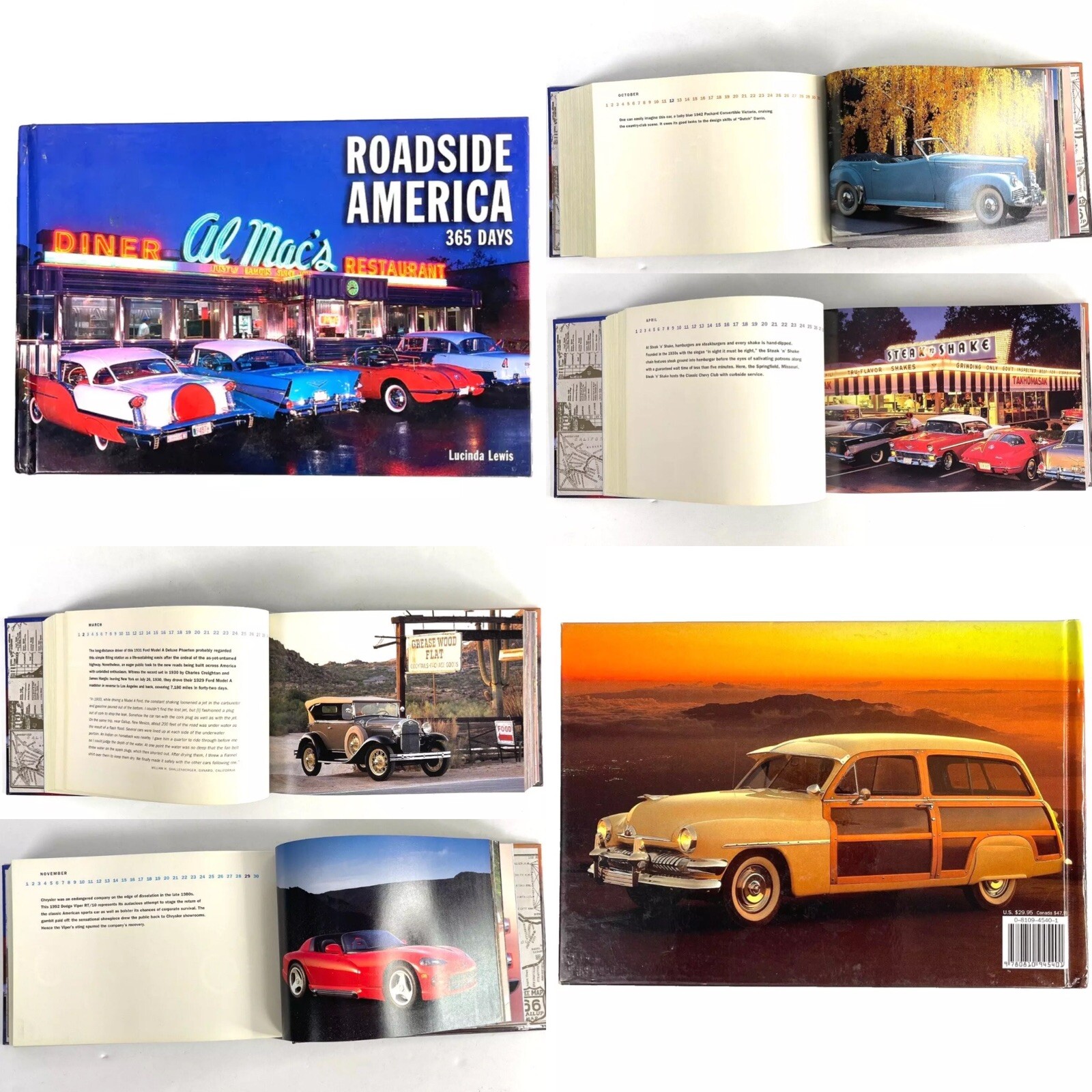 Roadside America 365 Days Classic Cars Hardcover Book 732 pgs Lucinda Lewis 2003