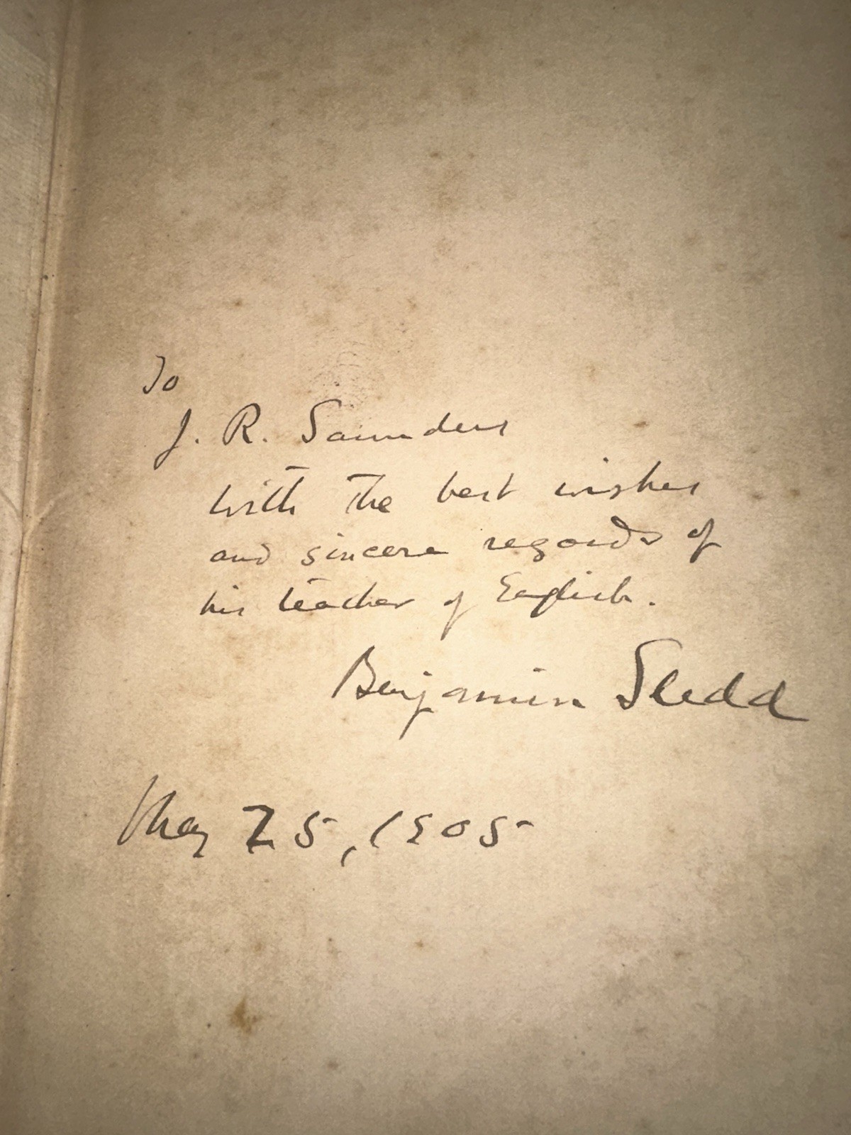 Benjamin Sledd Signed From Cliff and Scaur Poetry G. P. Putnam’s Sons 1897