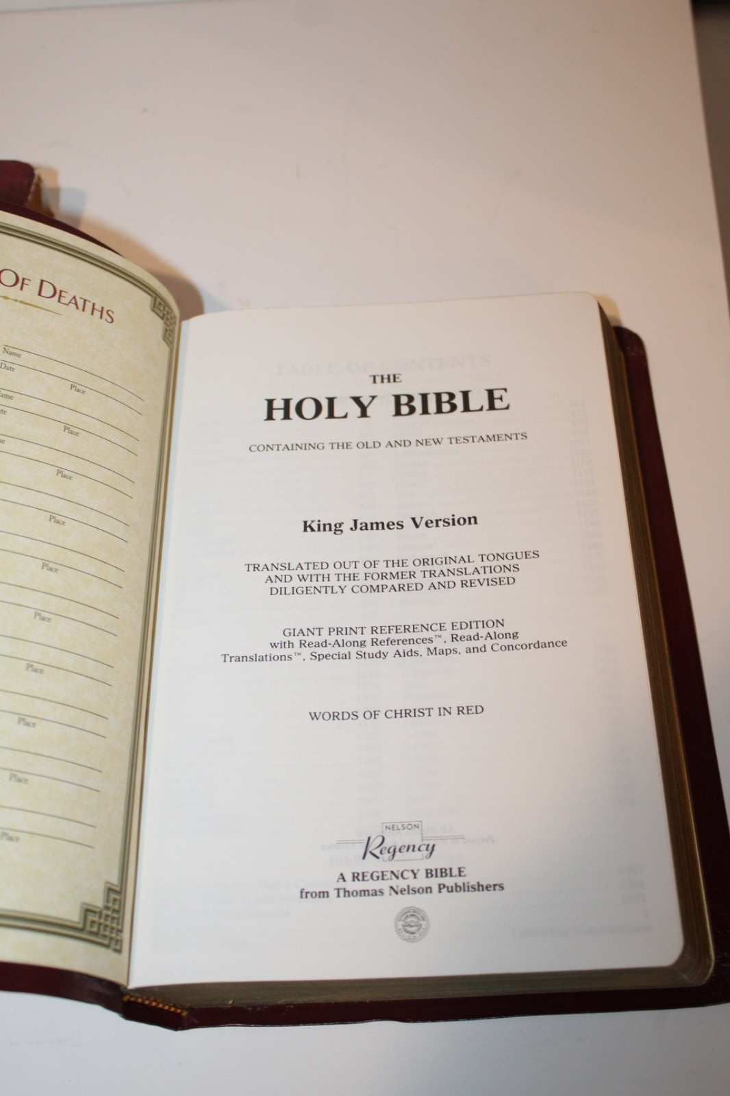 King James Giant Print Reference Bible KJV Burgundy Red Letter Nelson 1990
