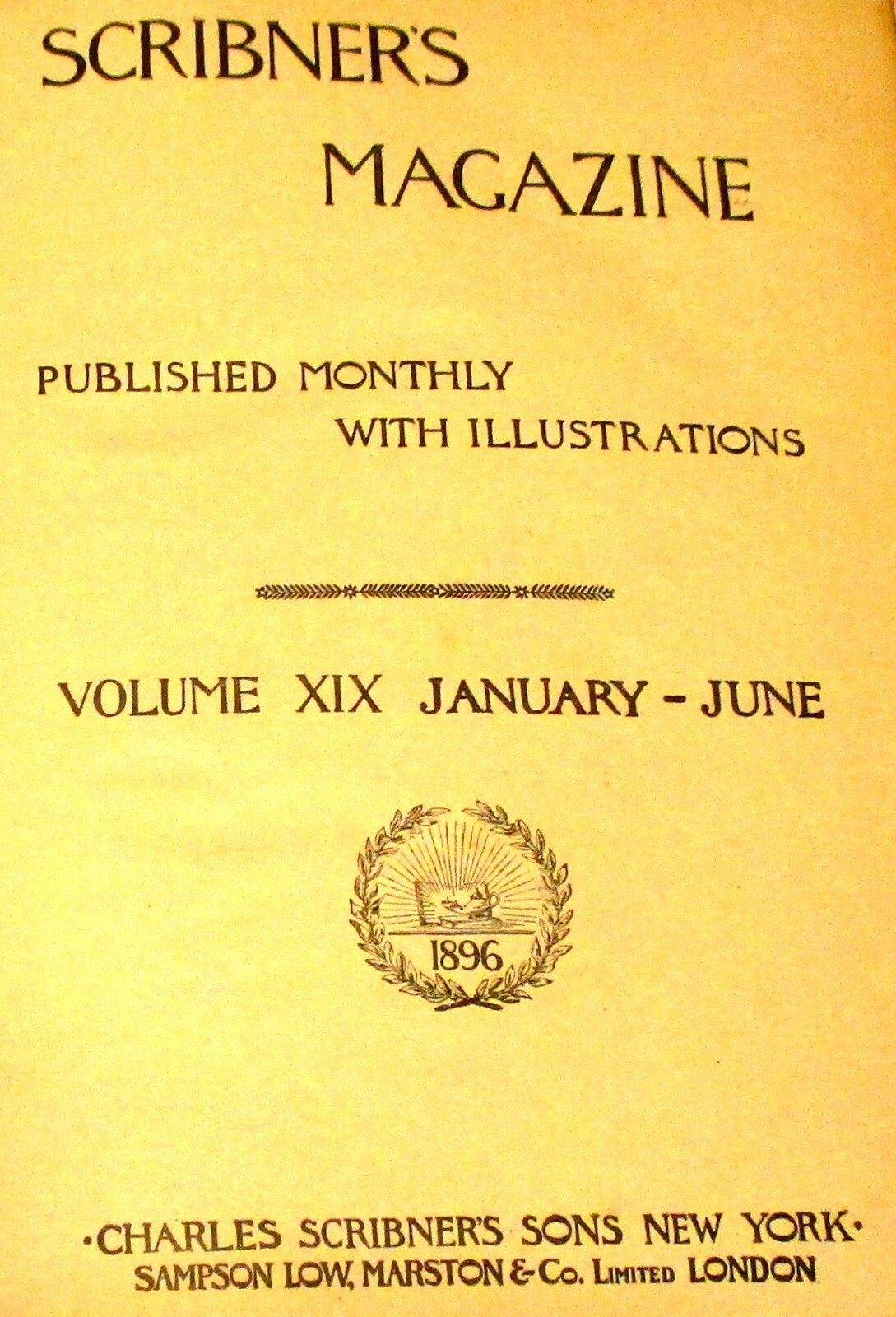 1896 Scribner’s Magazine Hardcover Book Volume 19 January-June 1896 792 Pages