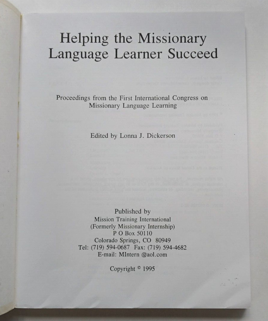 Helping the Missionary Language Learner Succeed by Lonna J. Dickerson – RARE