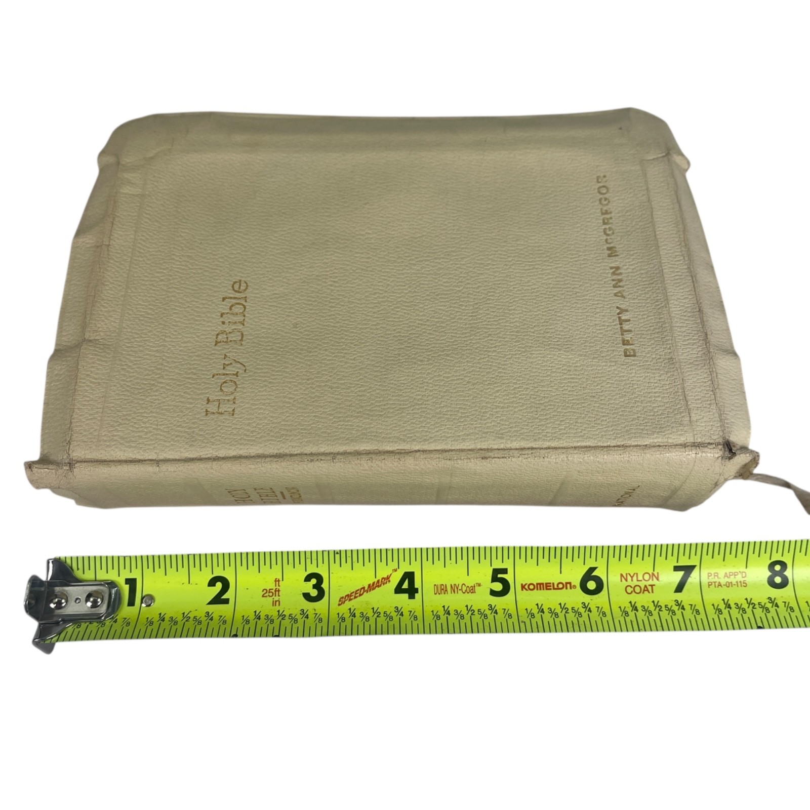 Vintage 1949 KJV HOLY BIBLE King James Version White Bold Print Leather 8 Inch