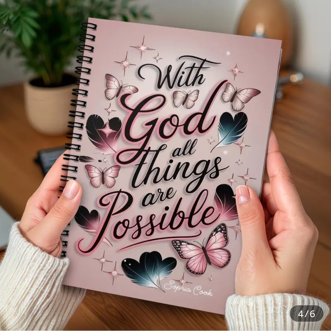 1 Inspirational Spiral Notebook – “with God, All Things Are Possible”, for…