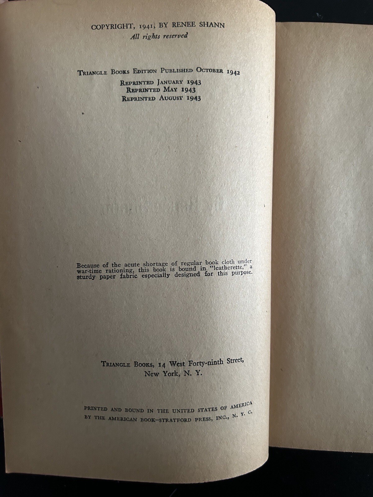 War Wifebook HC Renee Shann 1943 HC