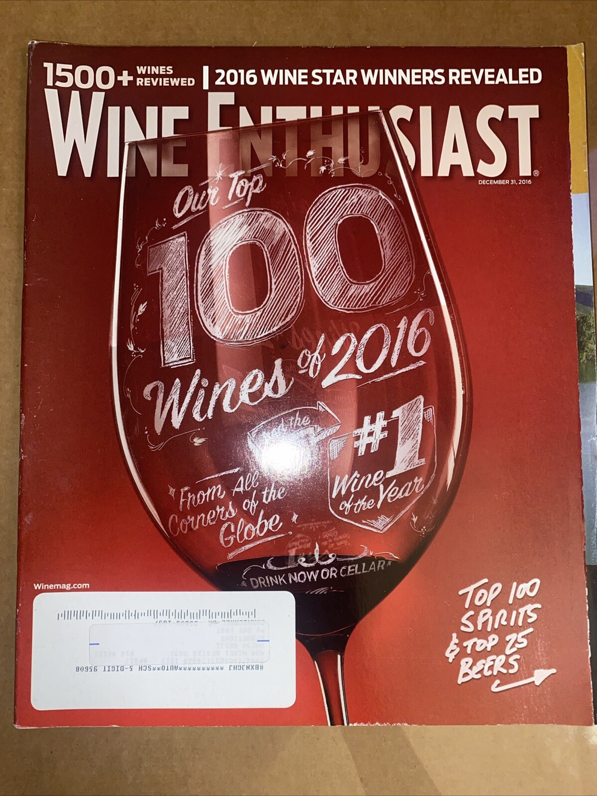 Wine Enthusiast Magazine “Our Top Wines Of 2016” December 2016 264 pages