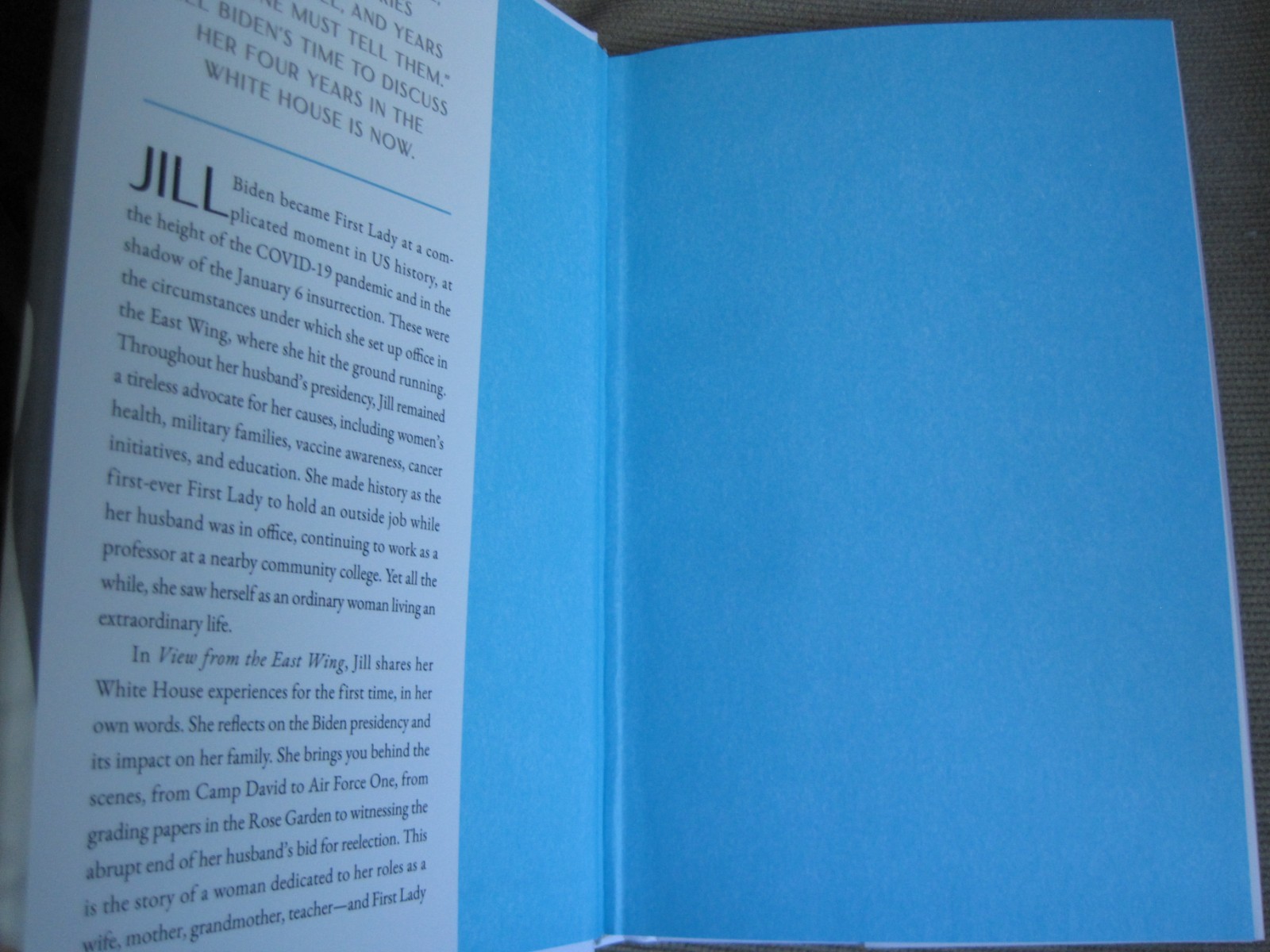 FIRST LADY JILL BIDEN SIGNED – VIEW FROM THE EAST WING LIMITED FIRST EDITION JOE