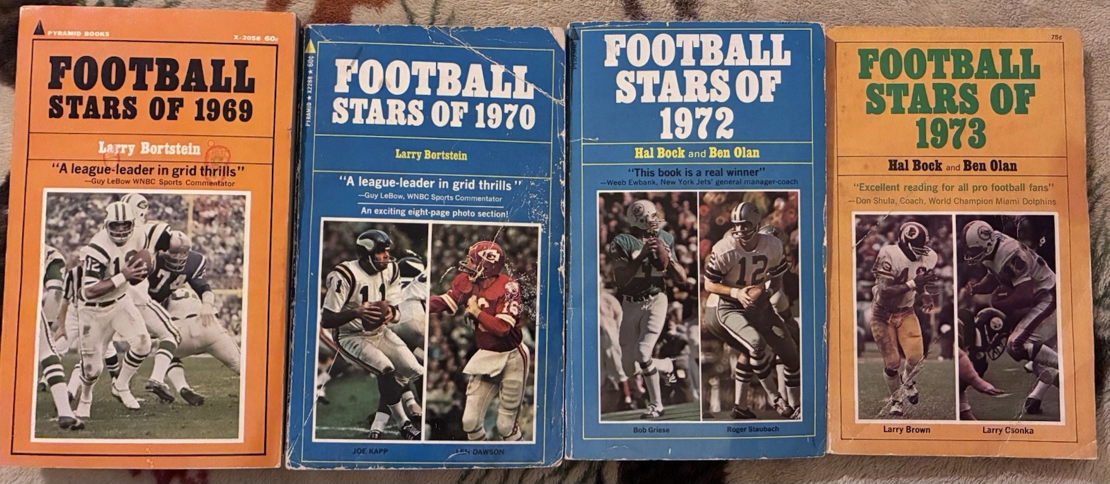 Football Stars Book Lot 1969–1973 – Vintage NFL Paperback Collection