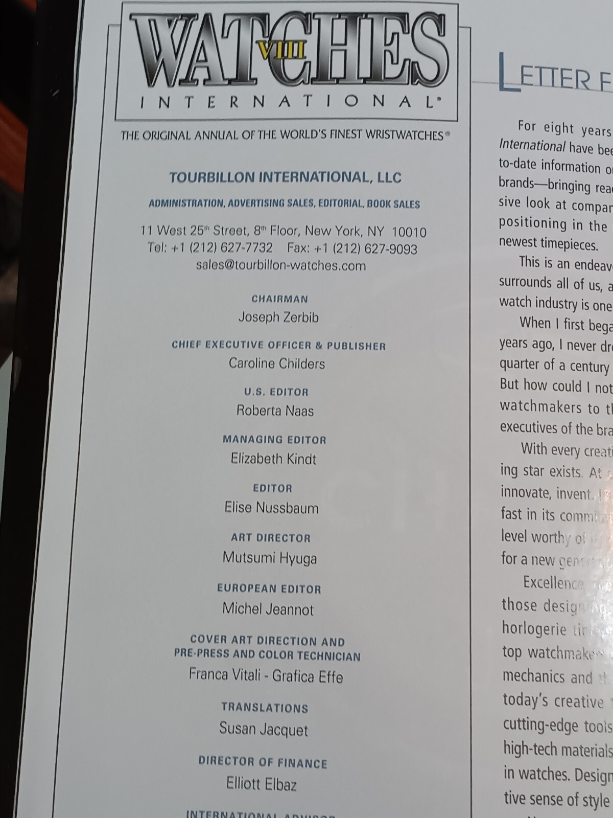 WATCHES INTERNATIONAL VOLUME VIII By Tourbillon International 704 pages