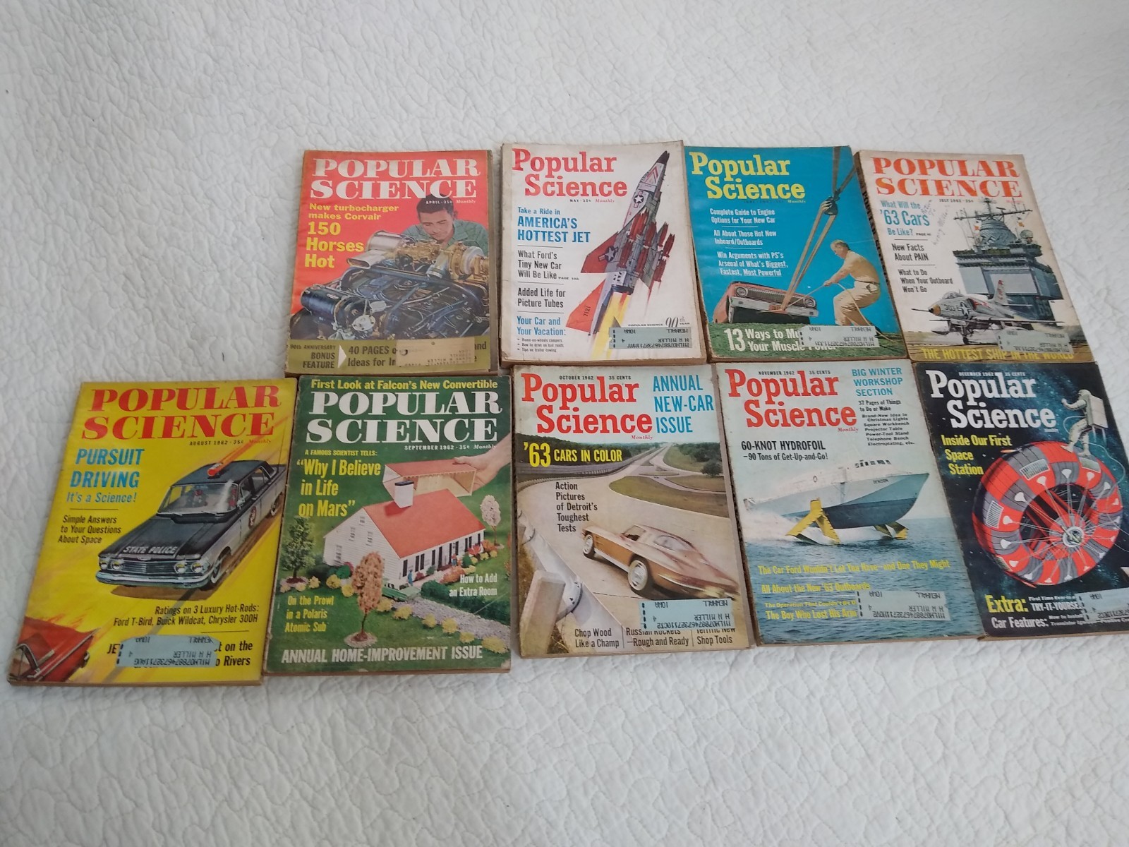 Vintage Popular Science Magazine Lot of 9 Issues 1962
