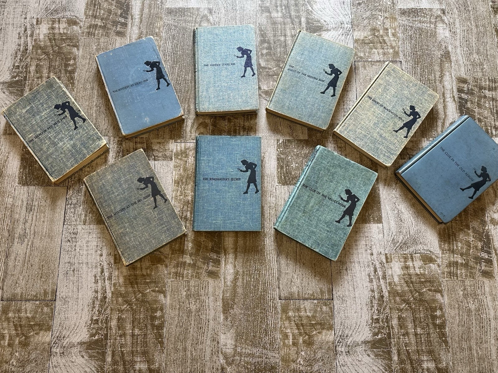 Nancy Drew Mystery Books~ Tweed Blue 1930-1950s Lot B Of 9 GUC