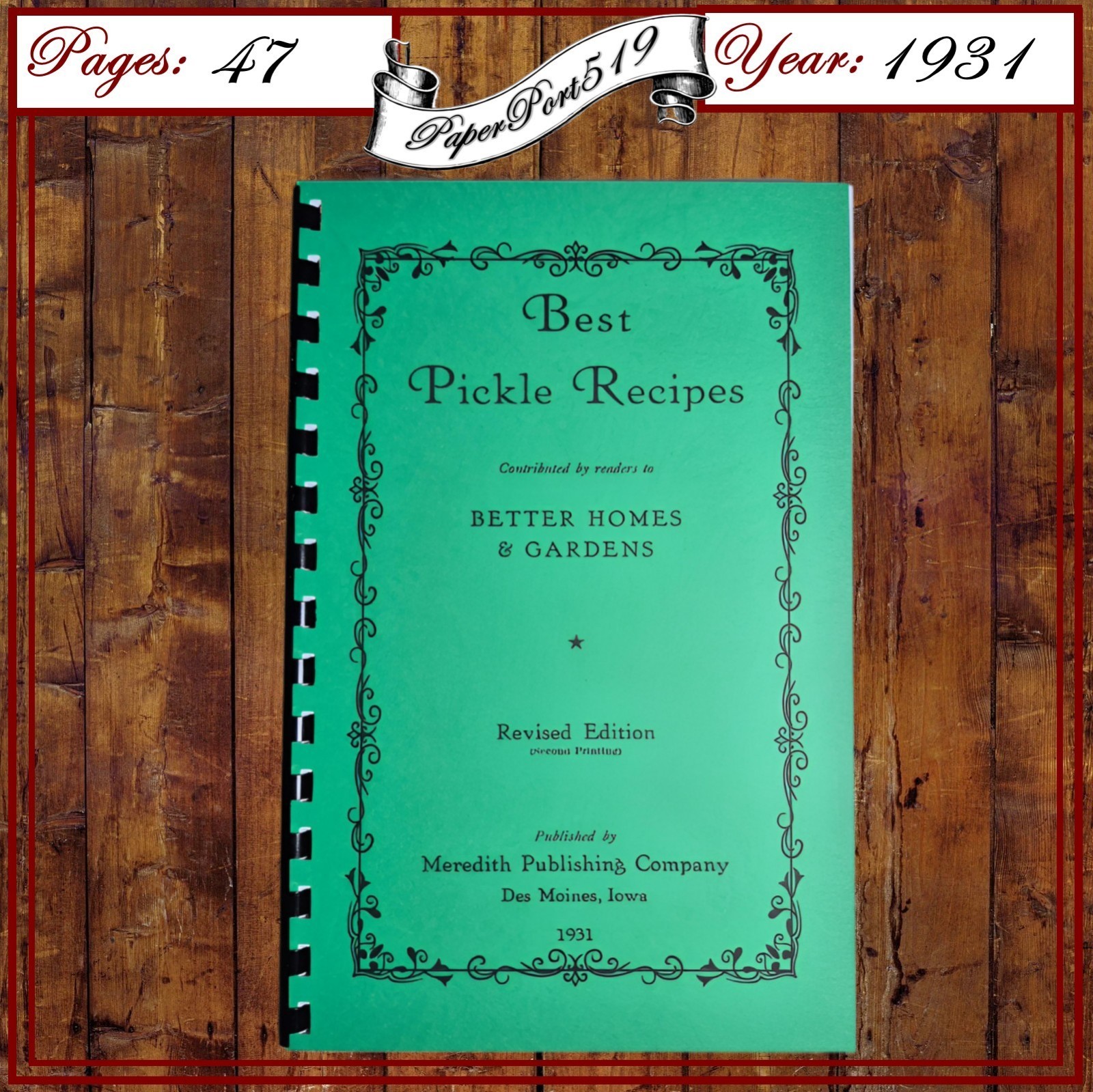 1931 Best Pickle Recipes Cook Book 47 Pages