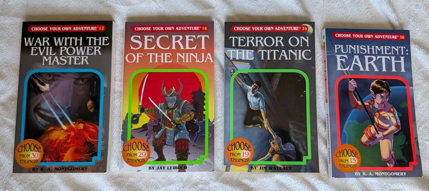 Choose Your Own Adventure Books Lot of 4 CYOA Chooseco Paperbacks 12 16 24 36