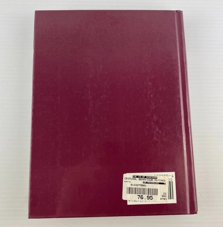 Criminal Behavior A Phychosocial Approach By Curt R. Bartol Hard Cover 10/10