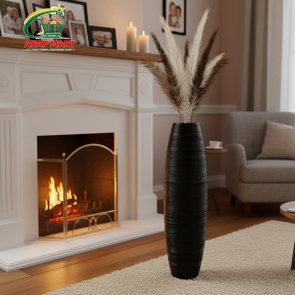 Rocendlor Tall Floor Vase, 27.5 inches (70cm, 2.3FT) in, Black