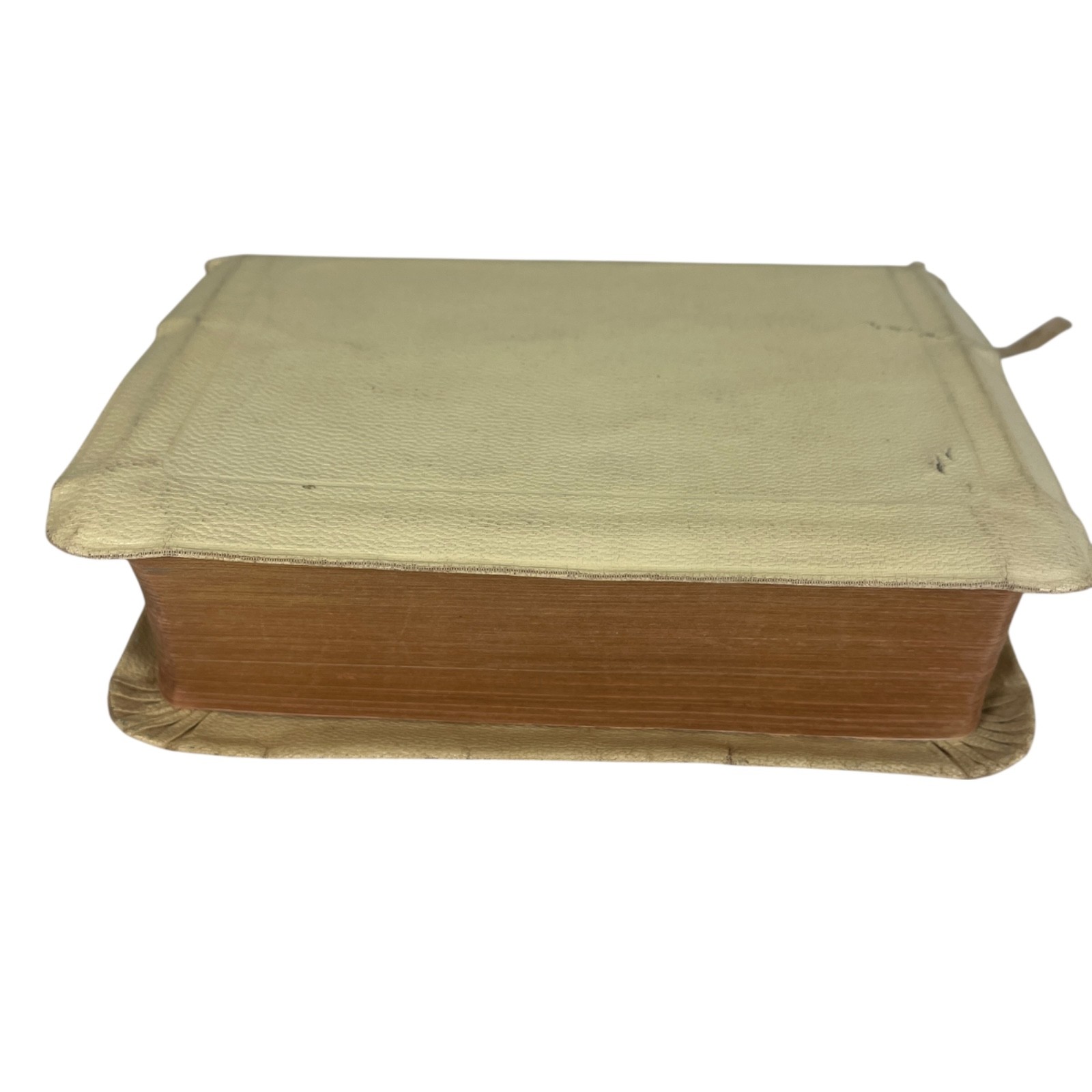 Vintage 1949 KJV HOLY BIBLE King James Version White Bold Print Leather 8 Inch
