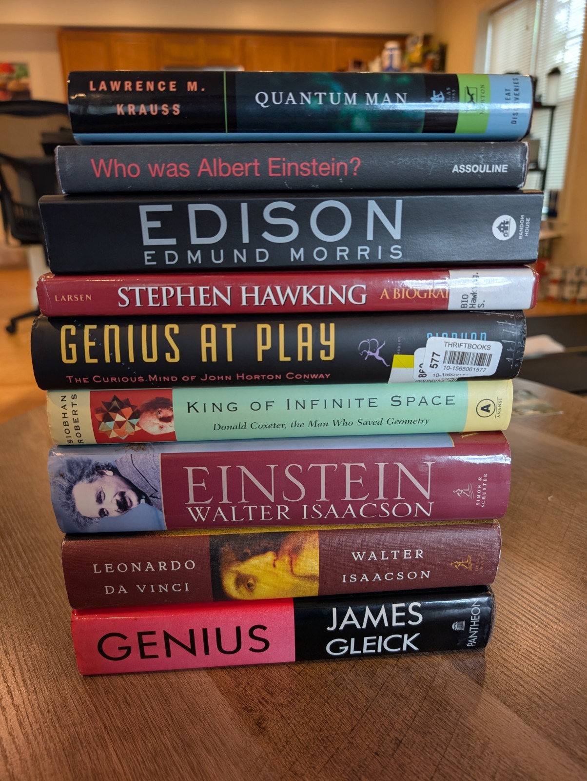 Lot 9 Scientist Biography Books Einstein Feynman Leonardo Hawking Conway Edison