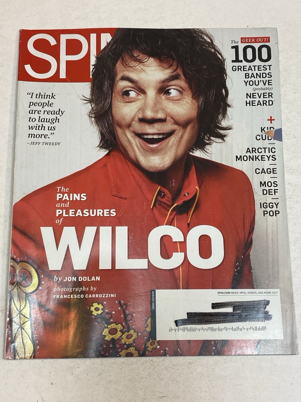 Spin Magazine Aug 2009 Wilco Arctic Monkeys Cage Mos Def Iggy Pop Kid Cudi Bands