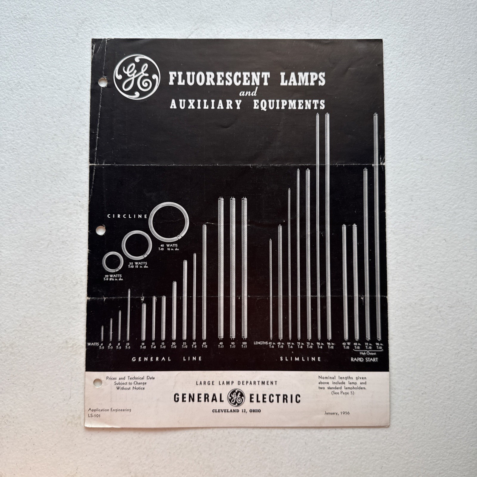 Vintage General Electric 1956 Fluorescent Lamps & Auxiliary Equipment Brochure