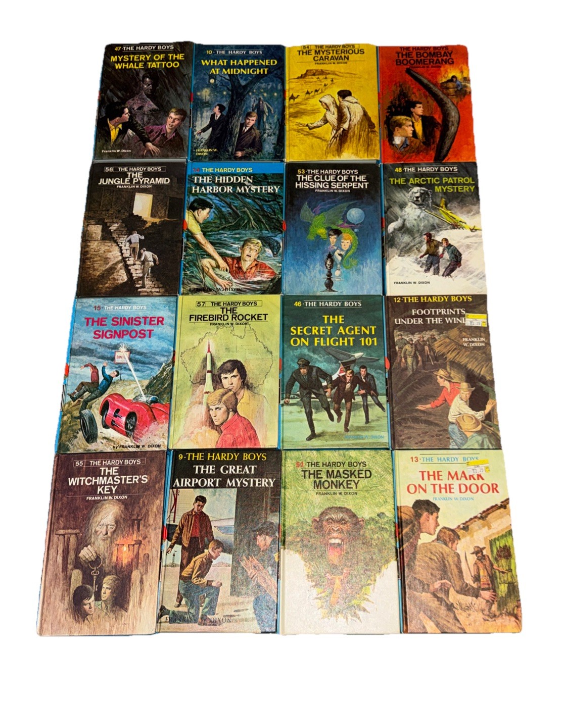Vintage Hardy Boys Books Lot of 16 Hardcovers Matte Blue Spine Picture Cover