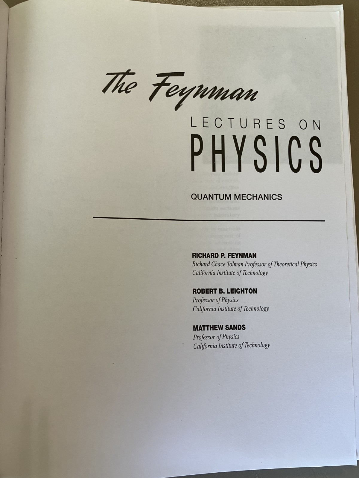 The Feynman Lectures on Physics, Vol 3, Quantum Mechanics, TPB 2013