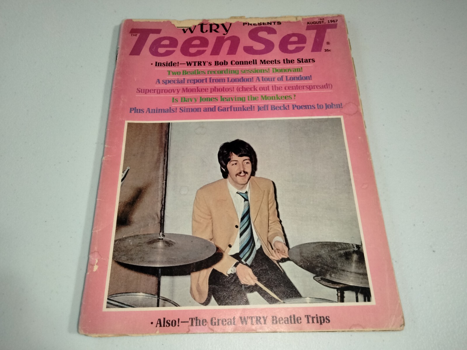 Vintage TeenSet Magazine August 1967 Beatles Centerfold Poster Teen Pinup Mag