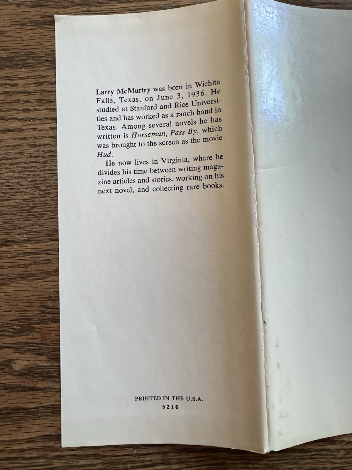 Larry McMurtry *Signed* The Last Picture Show 1966 “Small Town Horror Quote