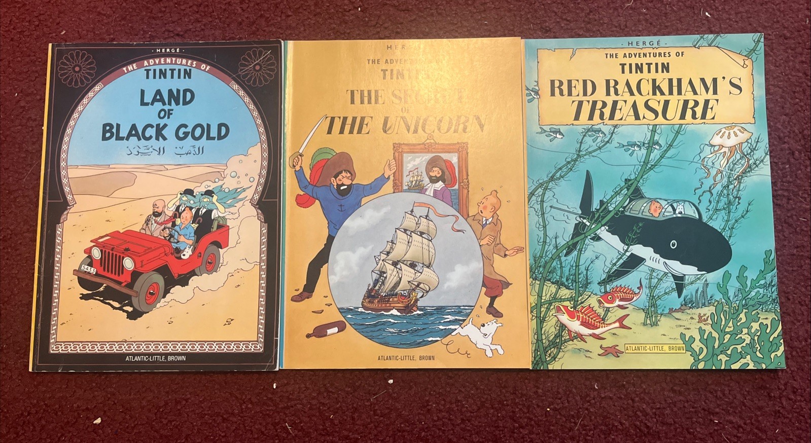 LOT OF 3 THE ADVENTURES OF TINTIN BOOKS BY HERGE
