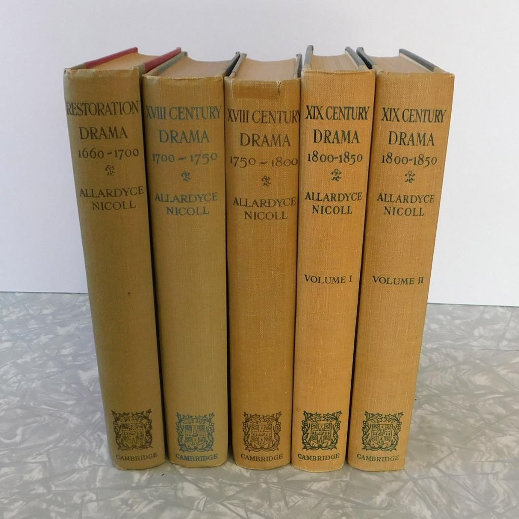 History of English Drama 1660-1850 by Allardyce Nicoll 1929/1940 HC 5 Volume Set