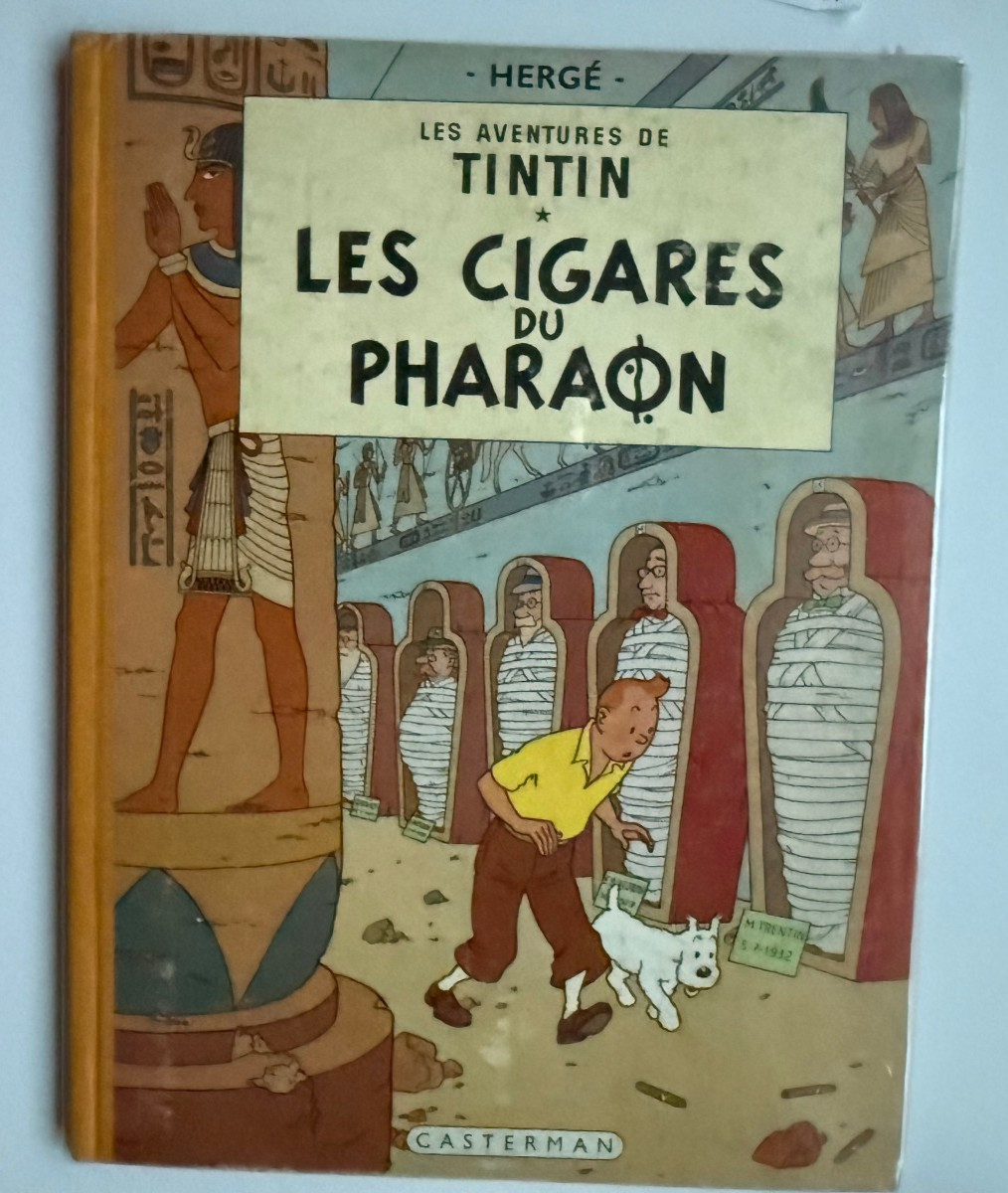 Hergé Tintin Les Cigares du Pharaon 1st French 1955 BE Vivid PDG bleu foncé