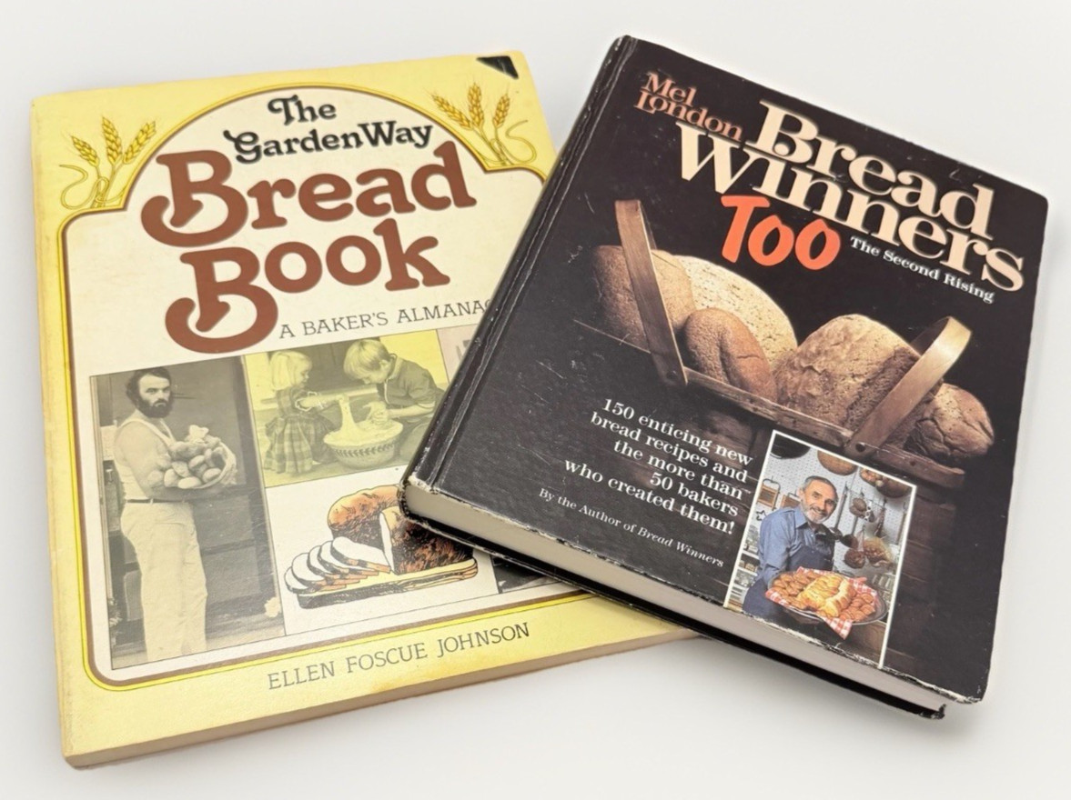 VTG Bread Baking Bake Cookbook Book Decor Mid Century 70 80s Staging Set 2 Books