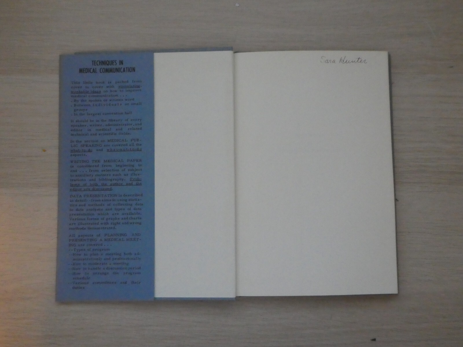 Techniques in Medical Communication Warner Bowers 1963 HC/DJ Doctor Terminology