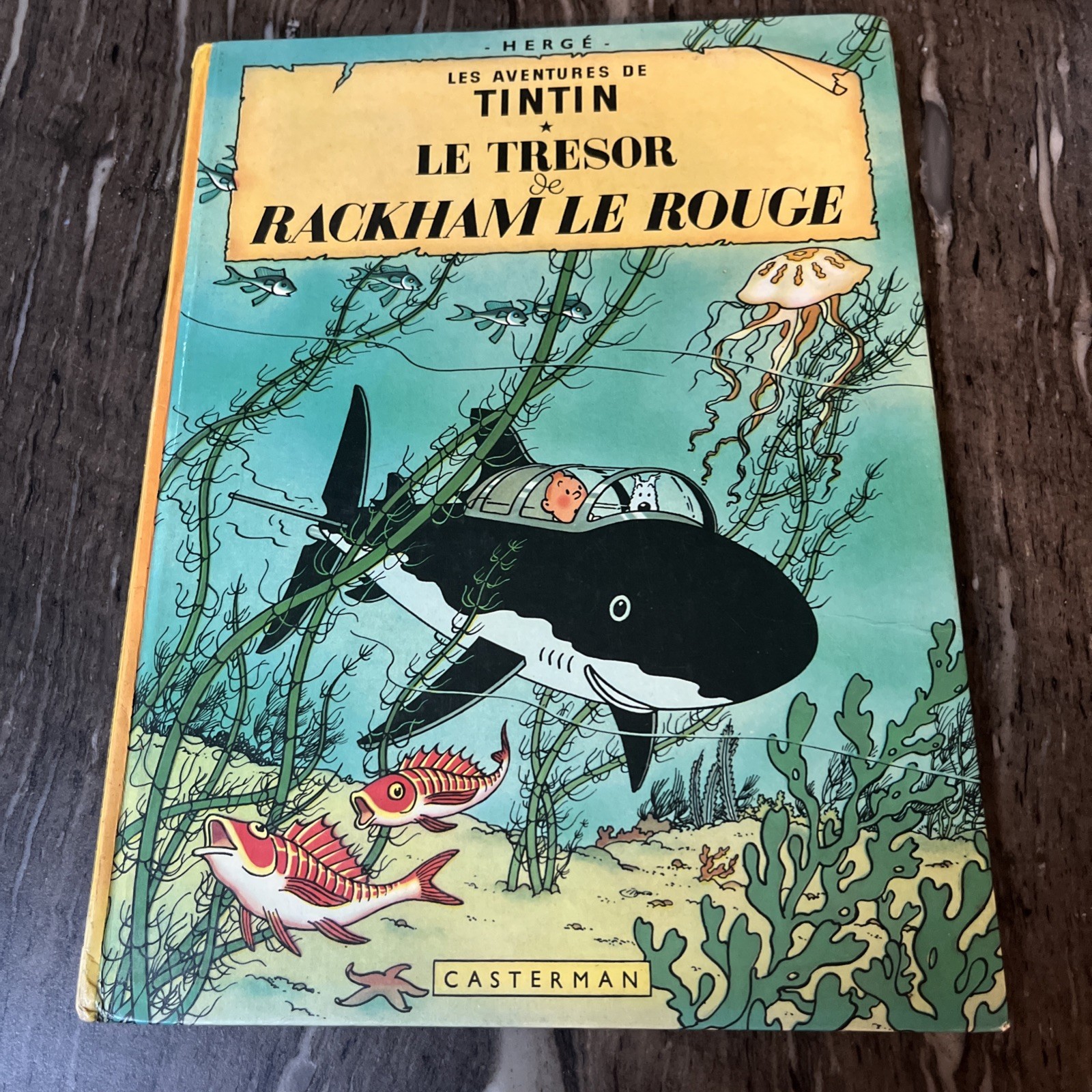 Vintage HERGE TINTIN Le Tresor & Rackham Le Rouge 1966 HARDCOVER French Book