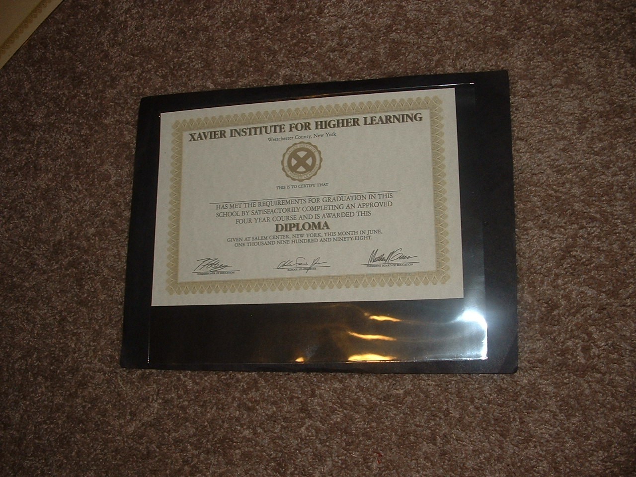 1998 Wizard 2 Xavier Institute For Higher Learning Diplomas Facsimile Fast Ship