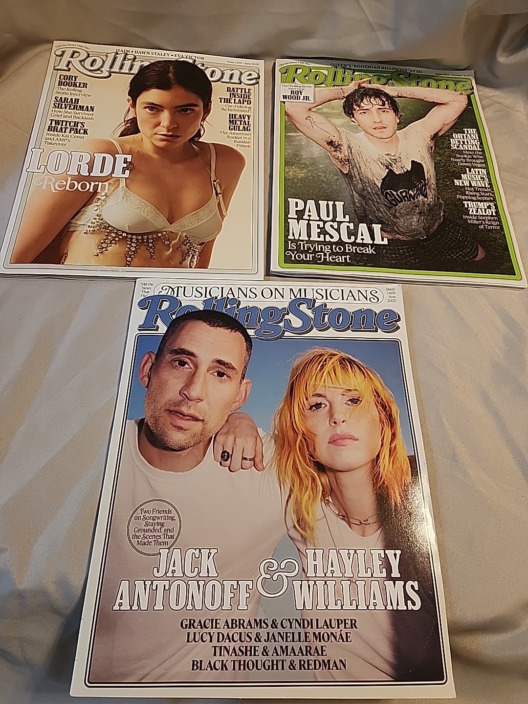 Rolling Stone Magazine 3 Issues 2025 June, Oct, Nov Lorde/Mescal/Antonoff