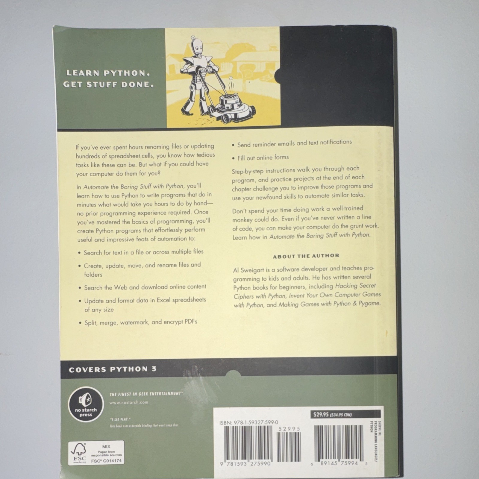 Al Sweigart Automate the Boring Stuff with Python Paperback English Python 3