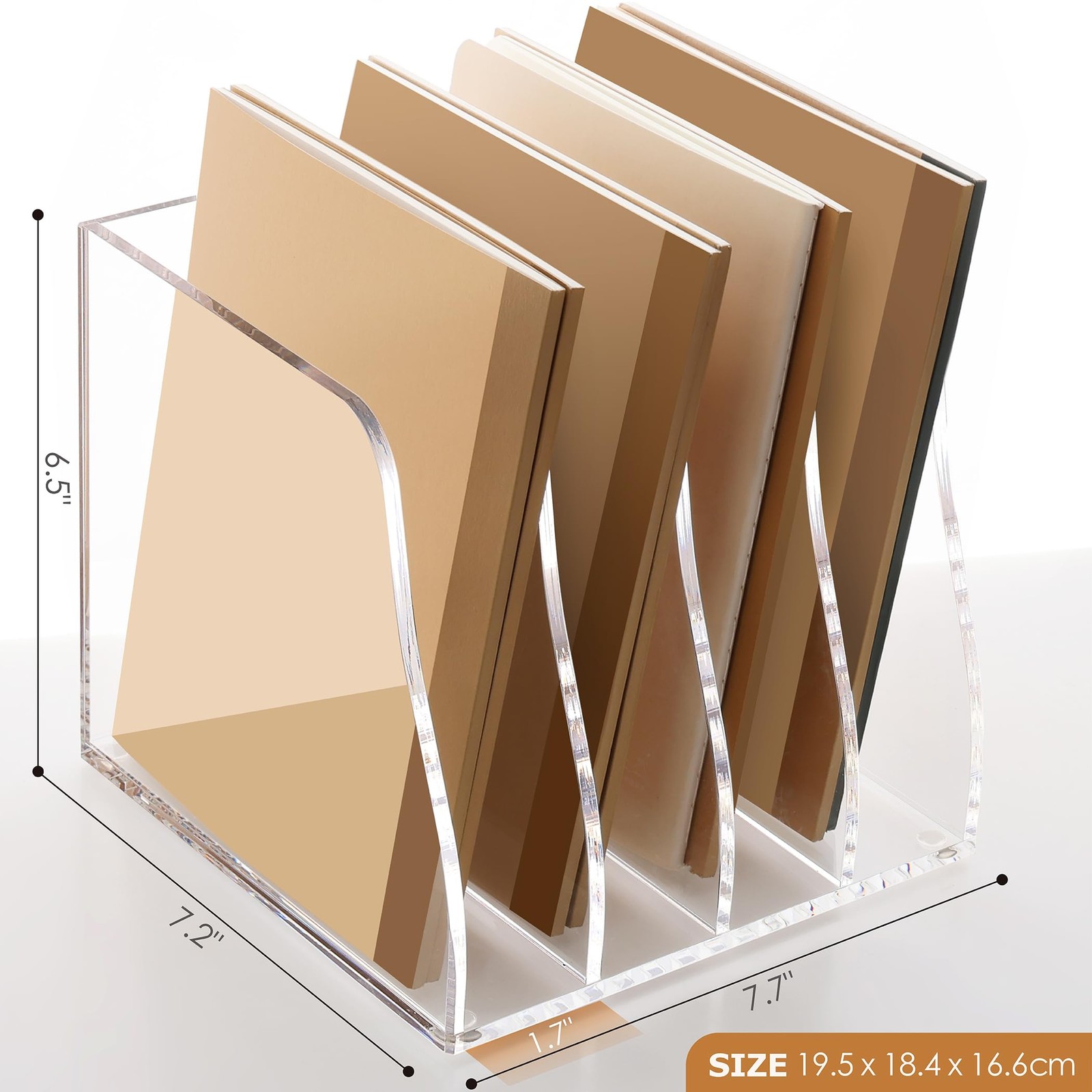 SANRUI Acrylic Desk Magazine File 7.2 x 7.7 x 6.5 inches, Transparent