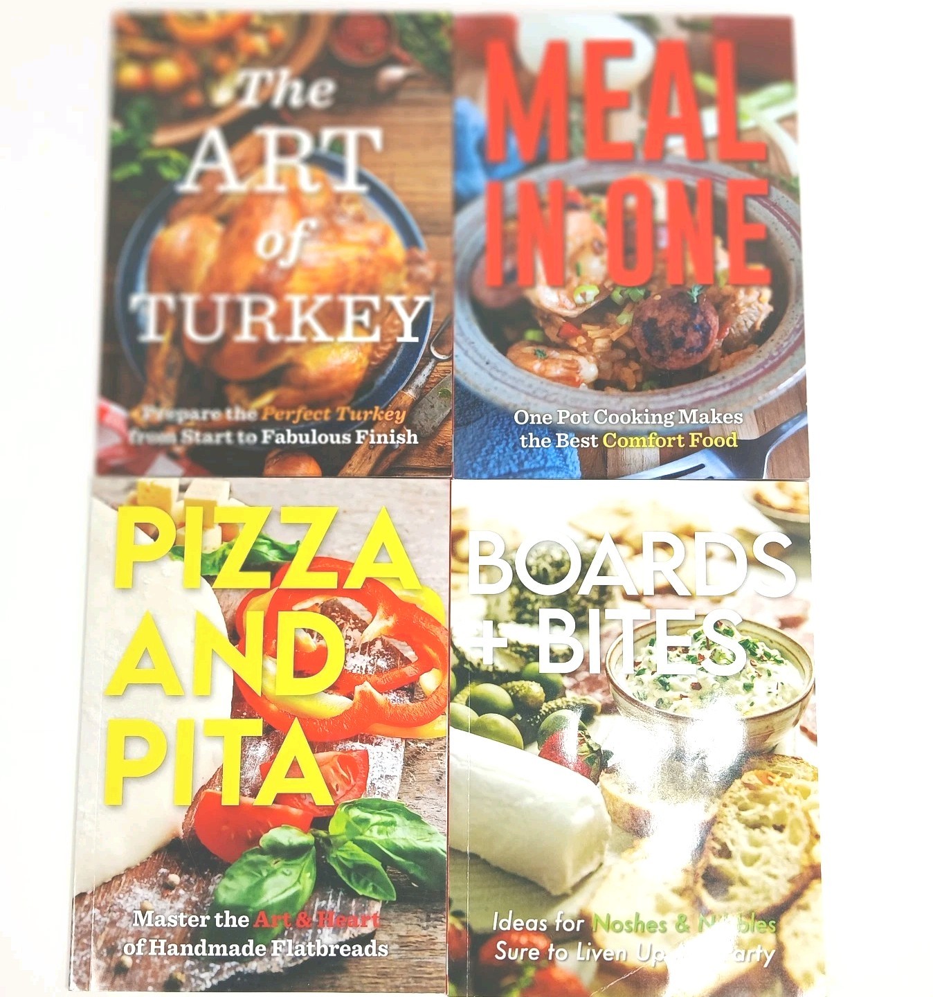 Lot of 4 DreamTivity Cookbooks Turkey, Meal In One, Boards + Bites, Pizza & Pita