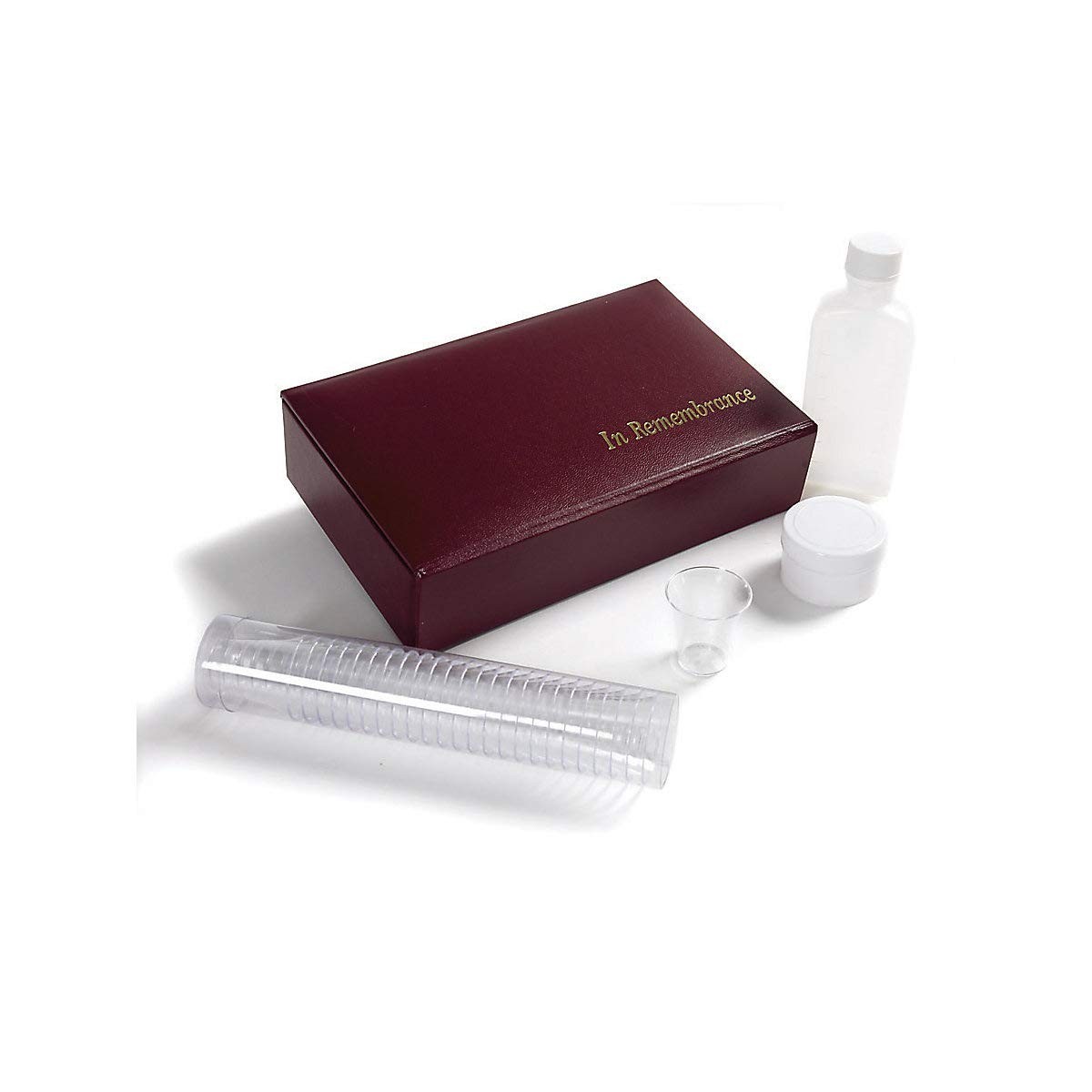 Portable Communion Set, Maroon, 25 Cups – Church Supplies for Worship Services