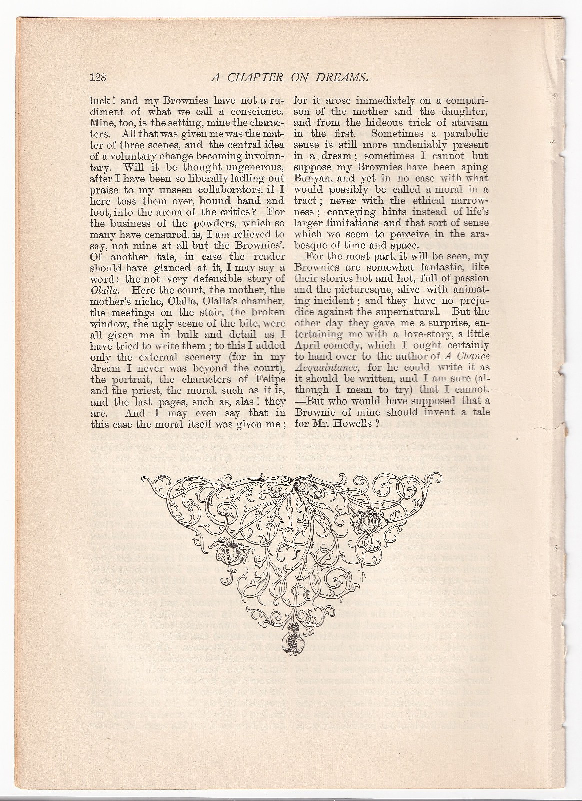 Robert Louis Stevenson CHAPTER ON DREAMS 1888 Magazine Article Dreamer Dreaming