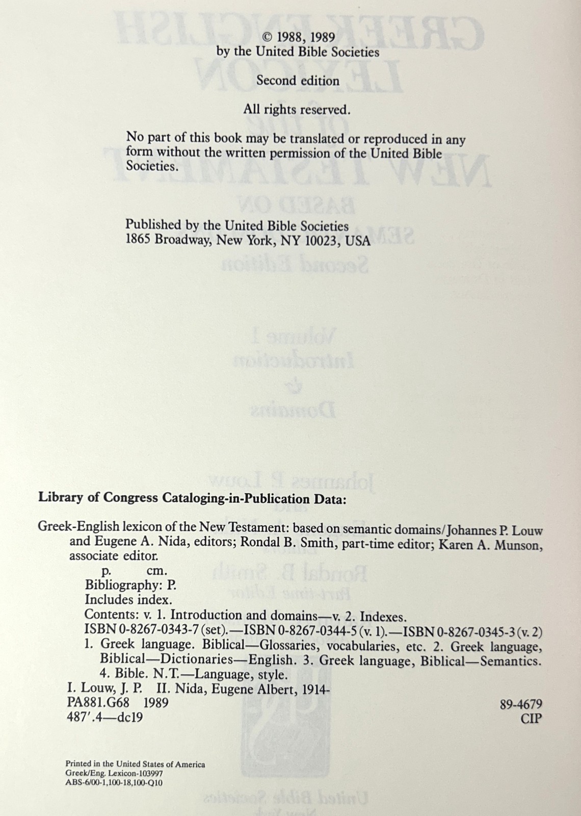 Set of 2 Greek-English Lexicon of the New Testament 1989 Hardcovers 2nd Edition