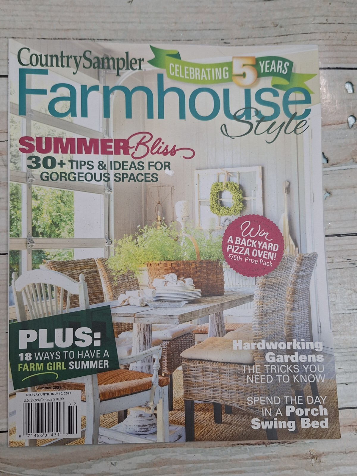 Country Sampler Farmhouse Style July 2023 Magazine Summer Bliss Free Shipping