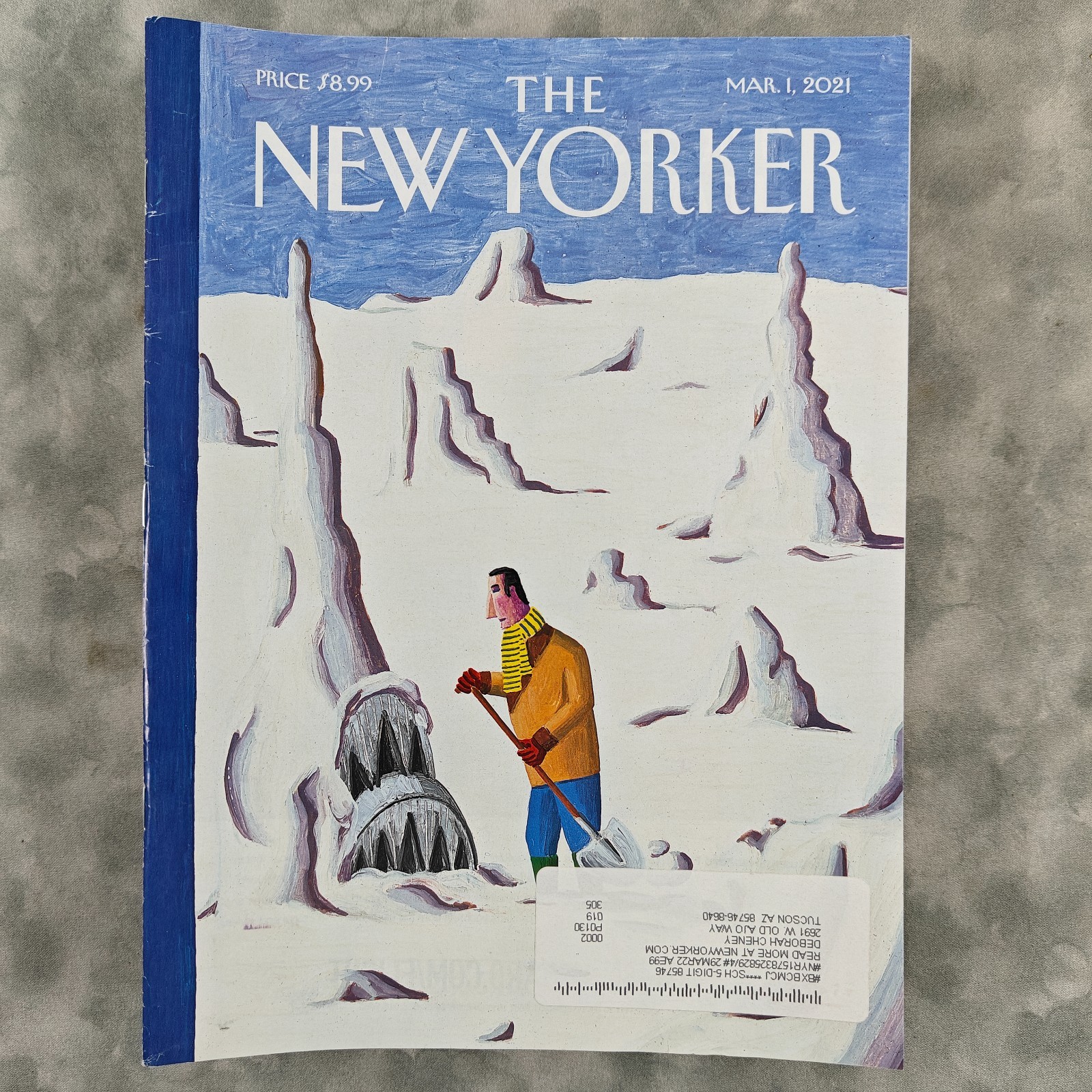 The New Yorker Magazine Mar 1 2021 Issue Snow Cover w/ Label