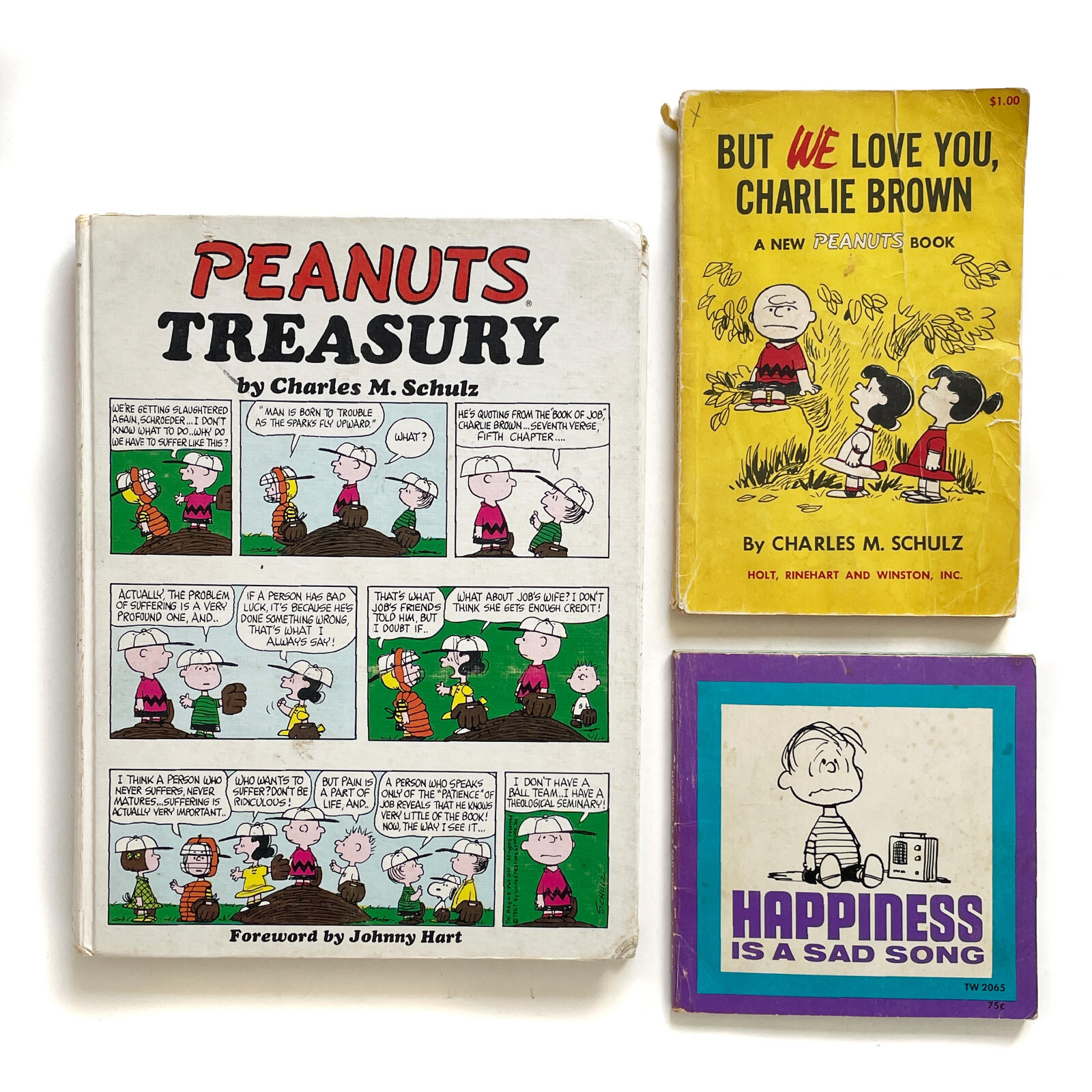 3 1960s/1970s Peanuts Books • Charles Schulz • Snoopy • Charlie Brown • Linus