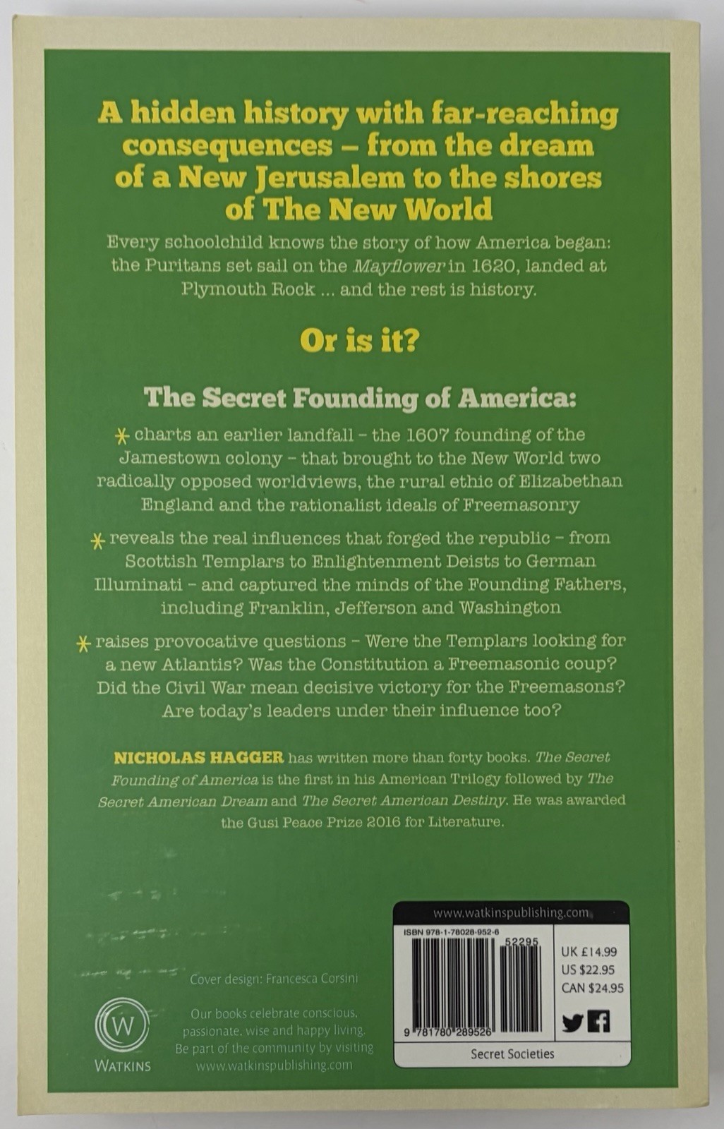 The Secret Founding of America Real Story of Freemasons Puritans Book by Hagger