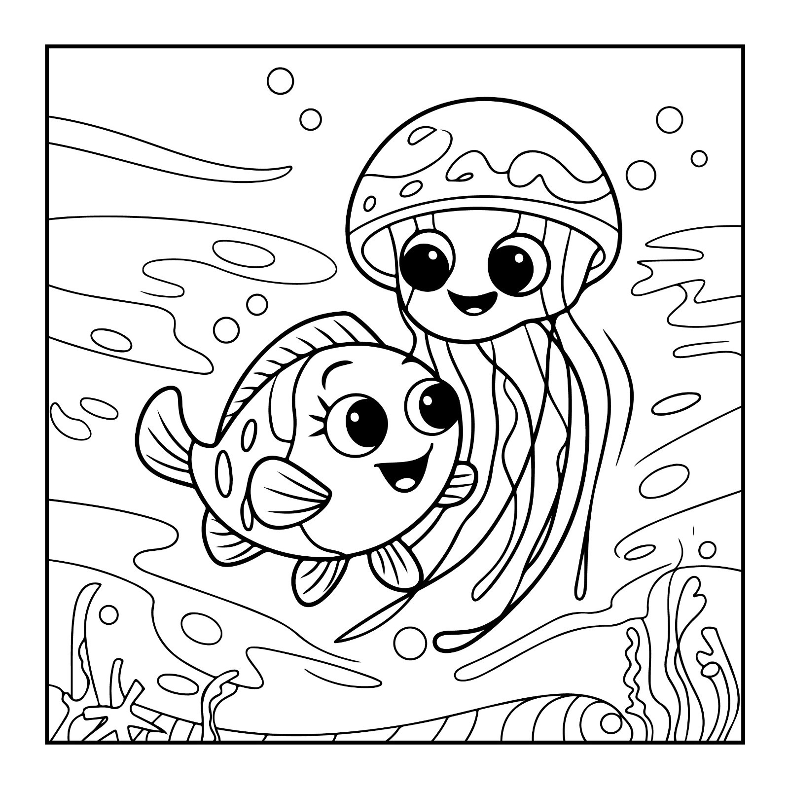 Bold fish Coloring Bookfor Kids & Adults | Cute Designs